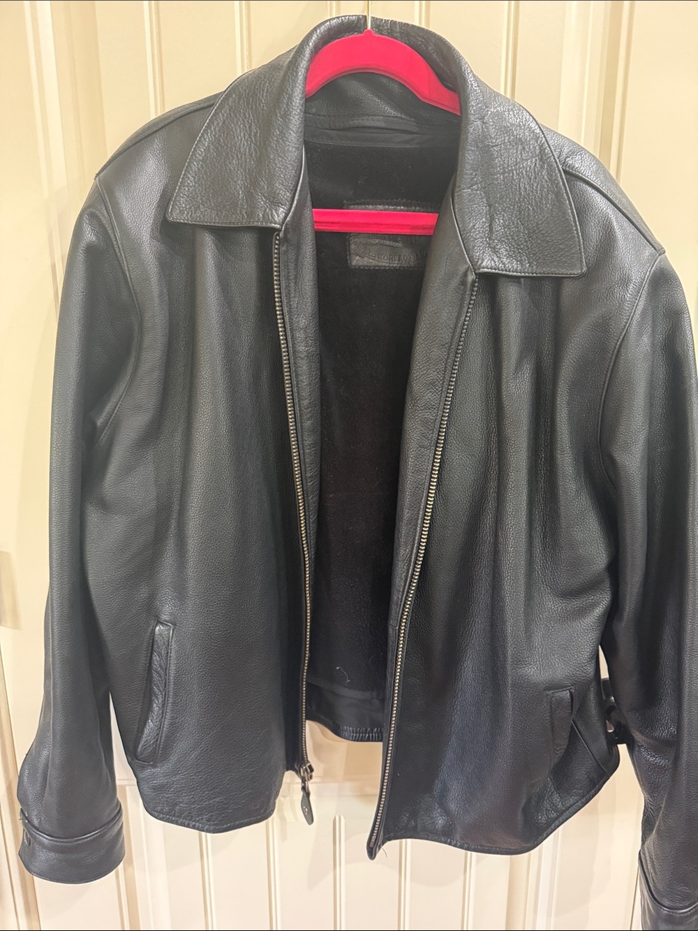 Oxford Black Leather Bomber Jacket